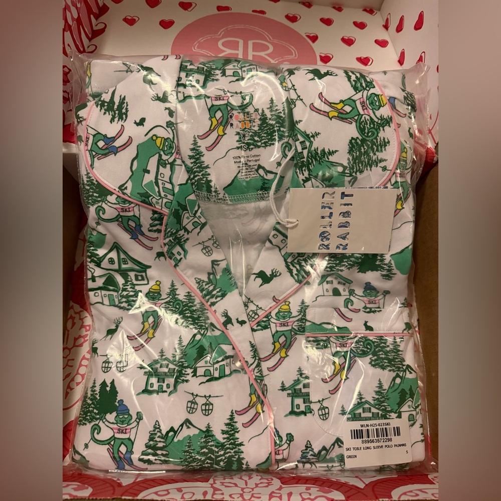 Roller Rabbit Ski Toile Long Sleeve Polo Pajamas set